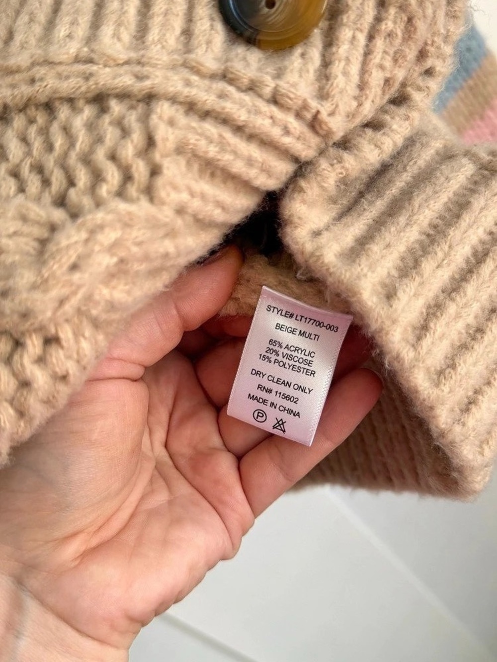 Lush Striped Cropped Cardigan Brown & Pink Large - Picture 8 of 10